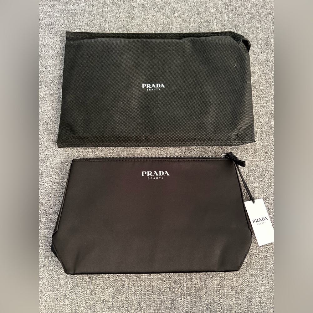 New Prada Beauty Black Nylon Toiletry Pouch 5.5”x10”